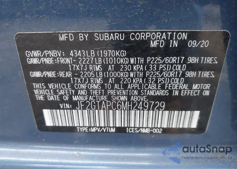 2021 Subaru Crosstrek Premium from USA, damaged, VIN JF2GTAPC6MH249729